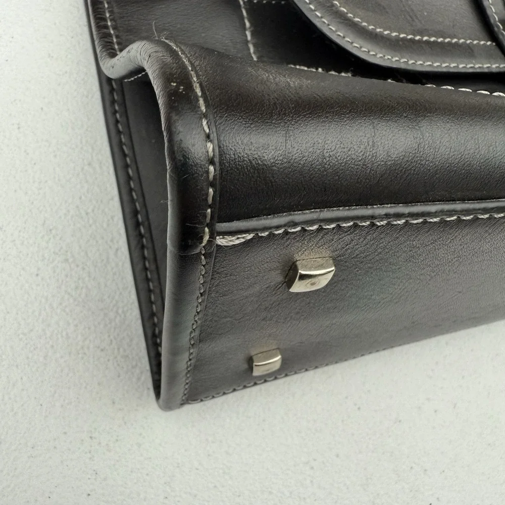 Etienne Aigner Handbag Black Leather Grunge Vintage‎ Two Handle